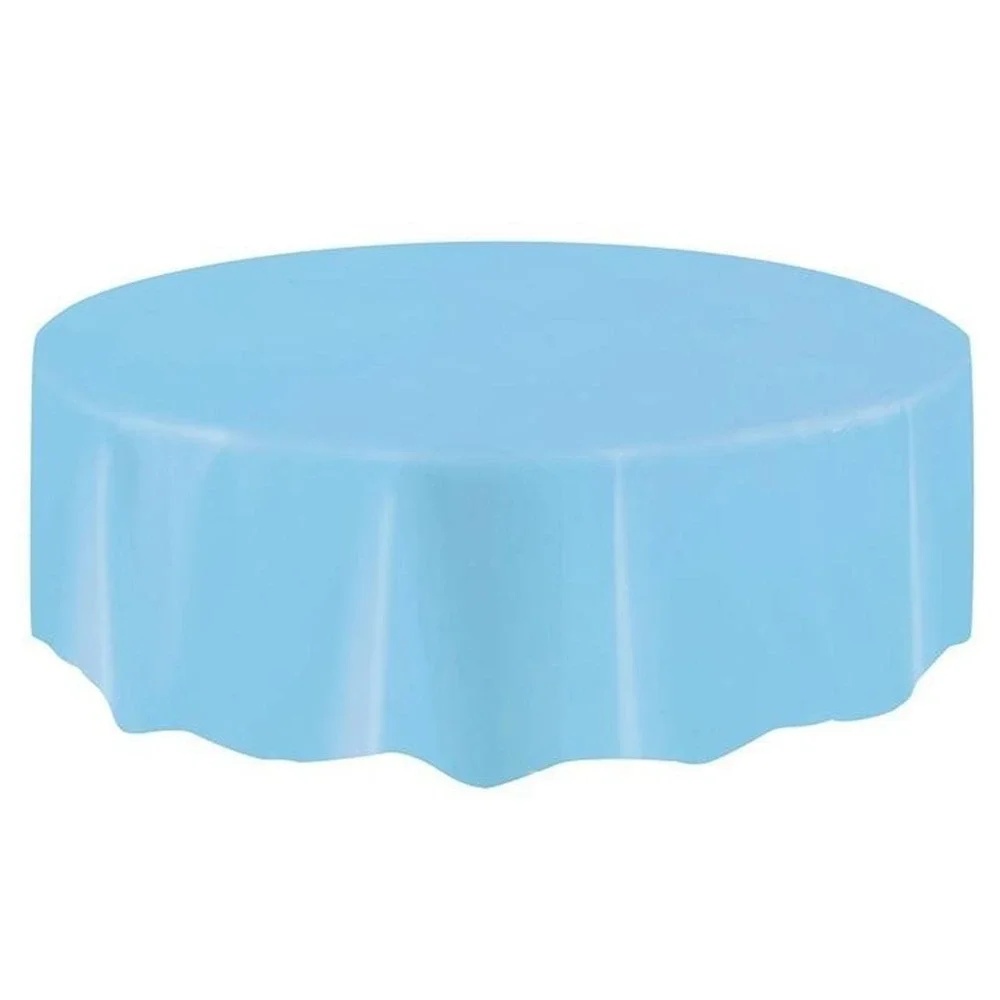 Plastic Round Tablecloth, 84 in, Baby Blue, 1ct